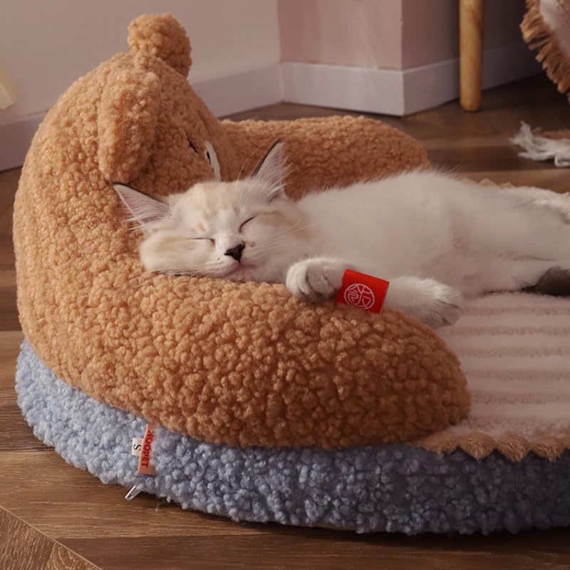 Katzenbett Möbel waschbar gemütliches warmes Kissen hohe Rückenlehne alle Jahreszeiten Umarmung Design