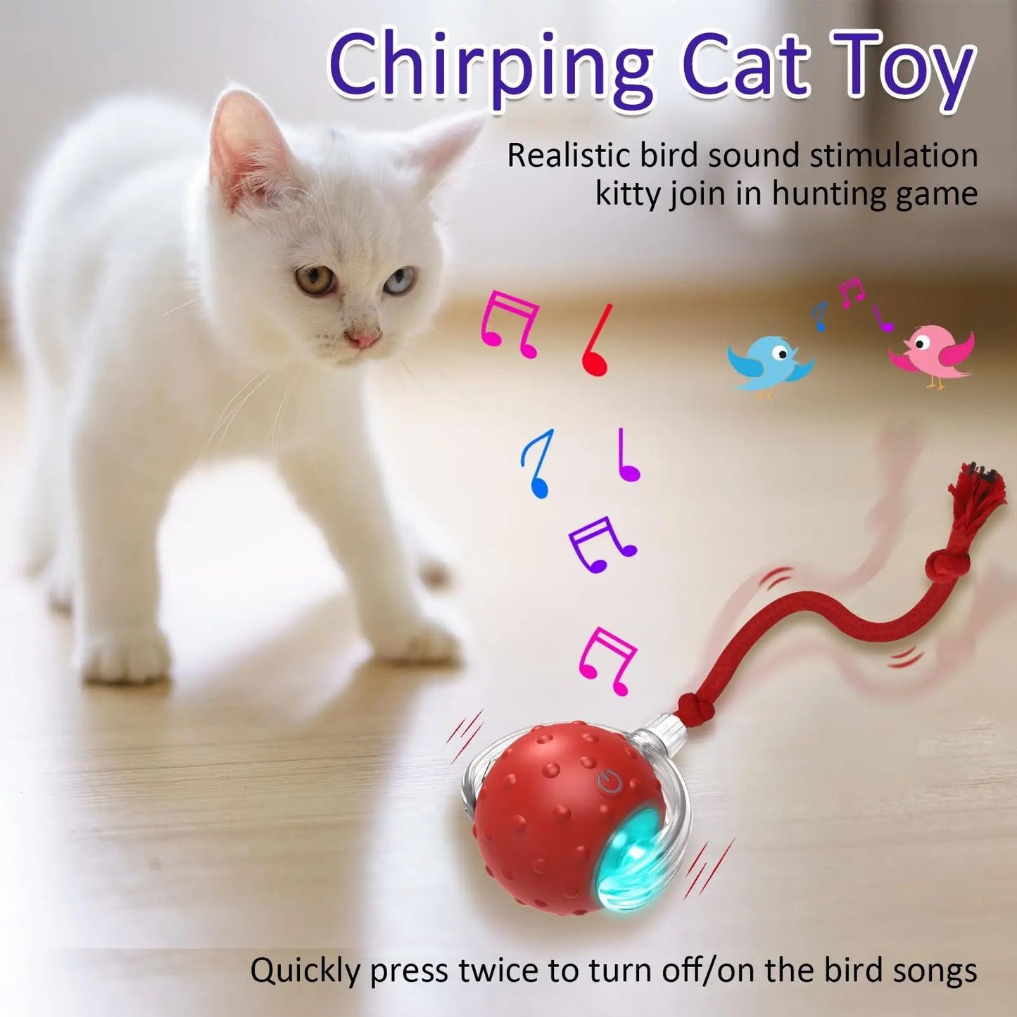 Neue Katze Rolling Ball Vogel Zwitschern Interaktive Katzen Haustiere Spielzeug Mot