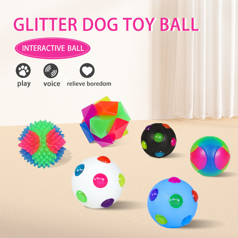 Balle interactive, lumineuse et élastique pour petit chien